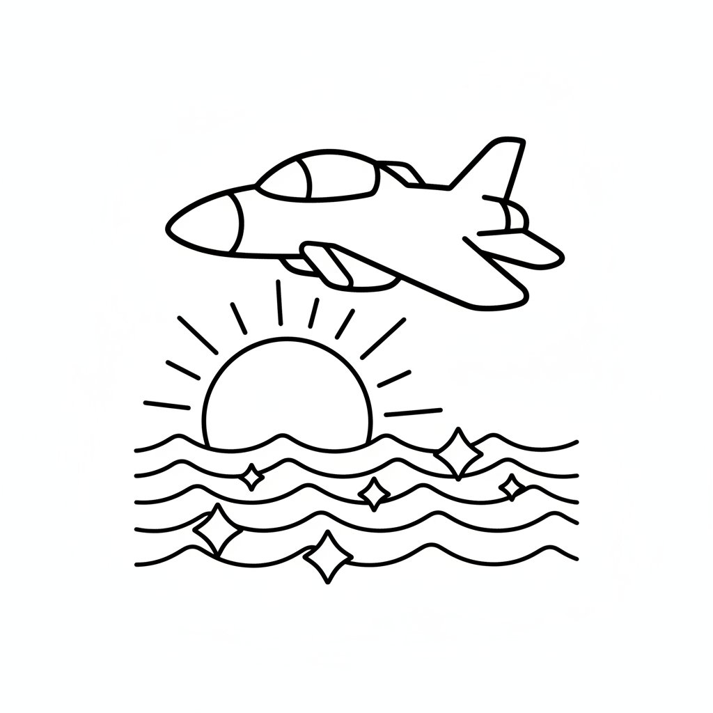 Avión de Combate Página para Colorear - Fácil