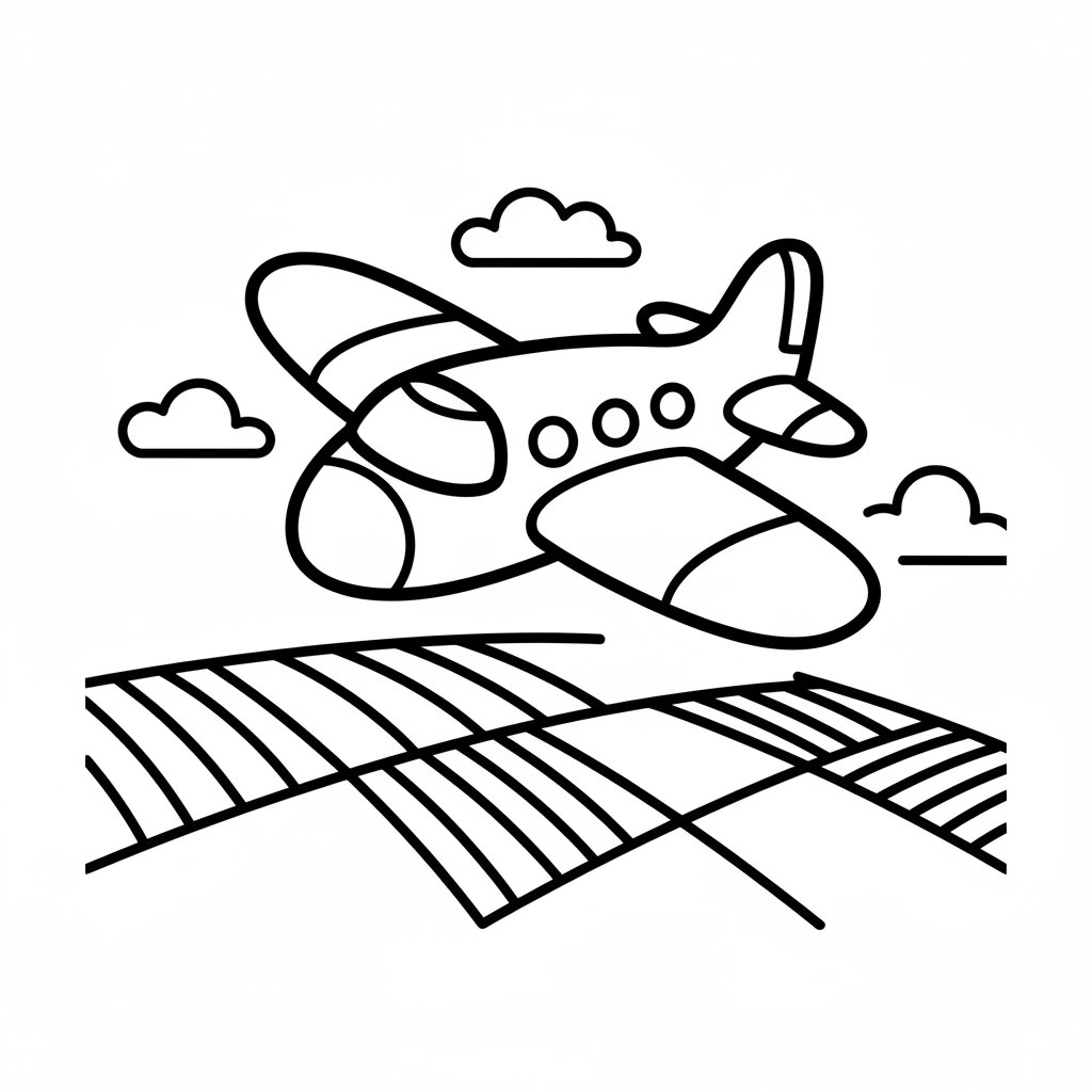 Página para Colorear de Avión Tranquilo - Fácil