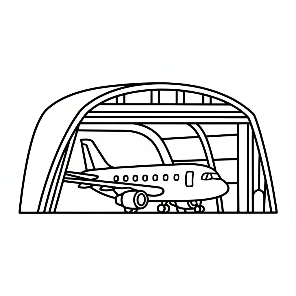 Página para Colorear de Avión de Pasajeros Radiante - Fácil