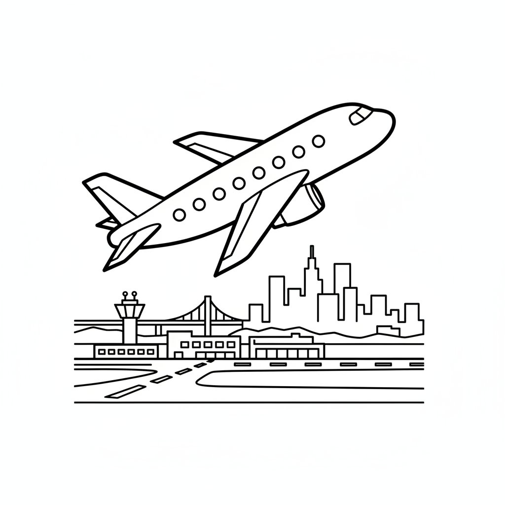 Página para Colorear de Avión Sereno - Fácil