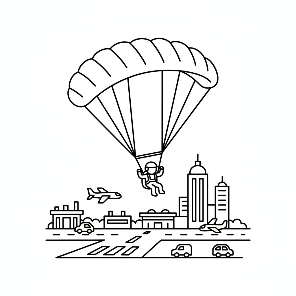 Dulce Parapentista Página para Colorear - Fácil