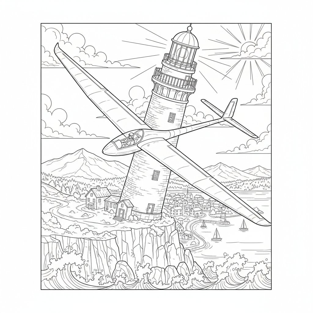 Página para Colorear de Planeador - Difícil