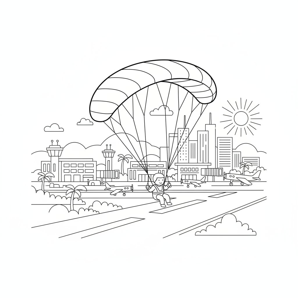 Página para Colorear de Parapente Encantador - Medio