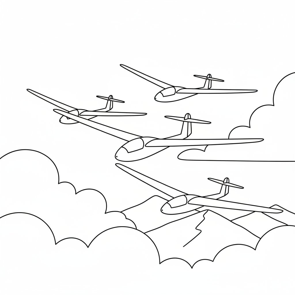 Página para Colorear Creativa de Planeador - Medio
