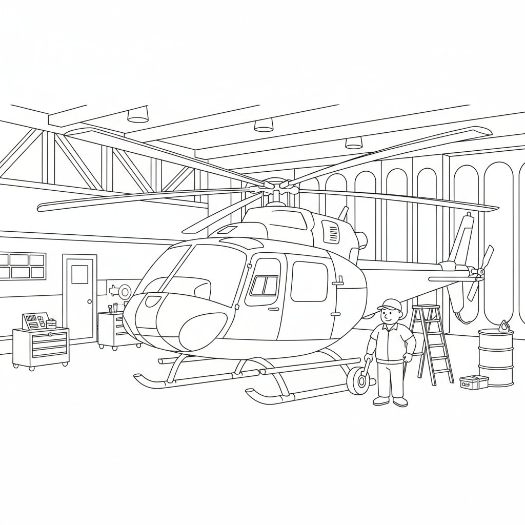 Página para Colorear Helicóptero - Medio