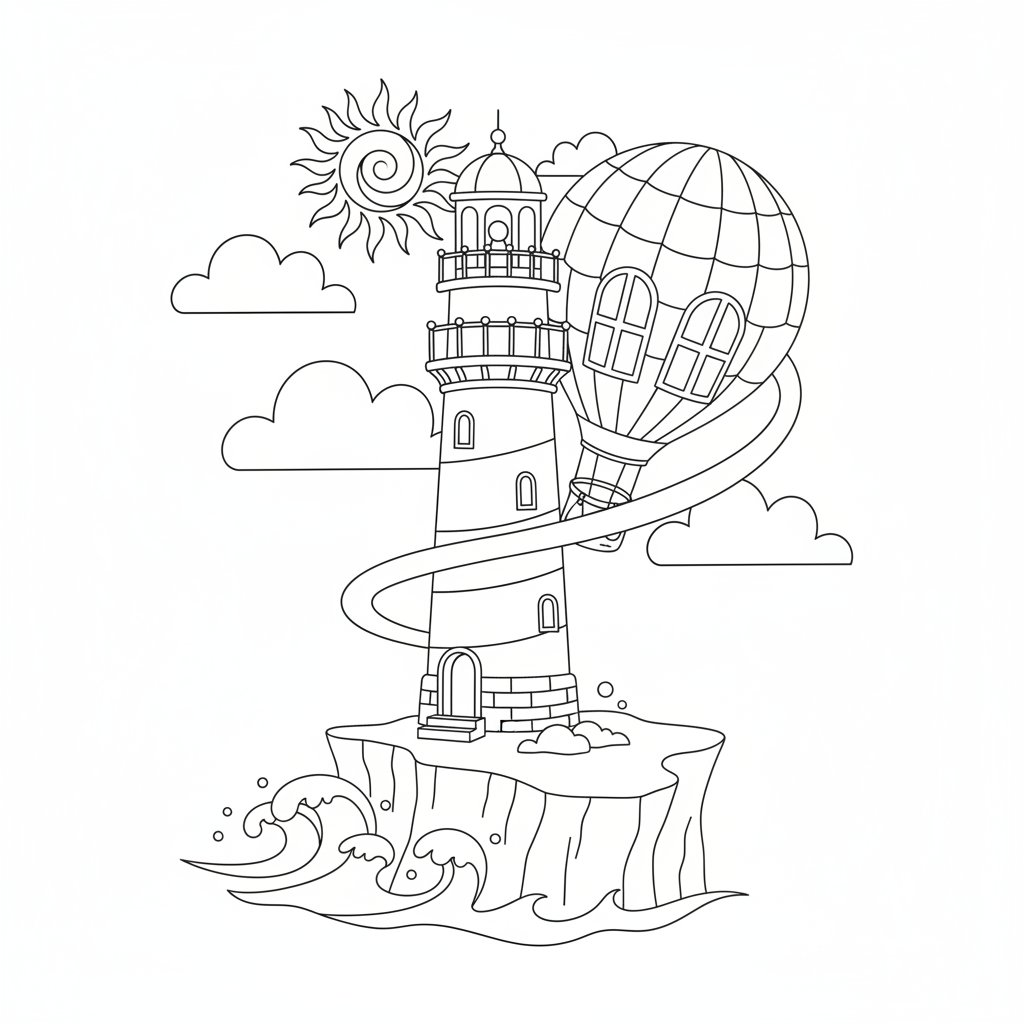 Página para Colorear de Globo Aerostático - Medio