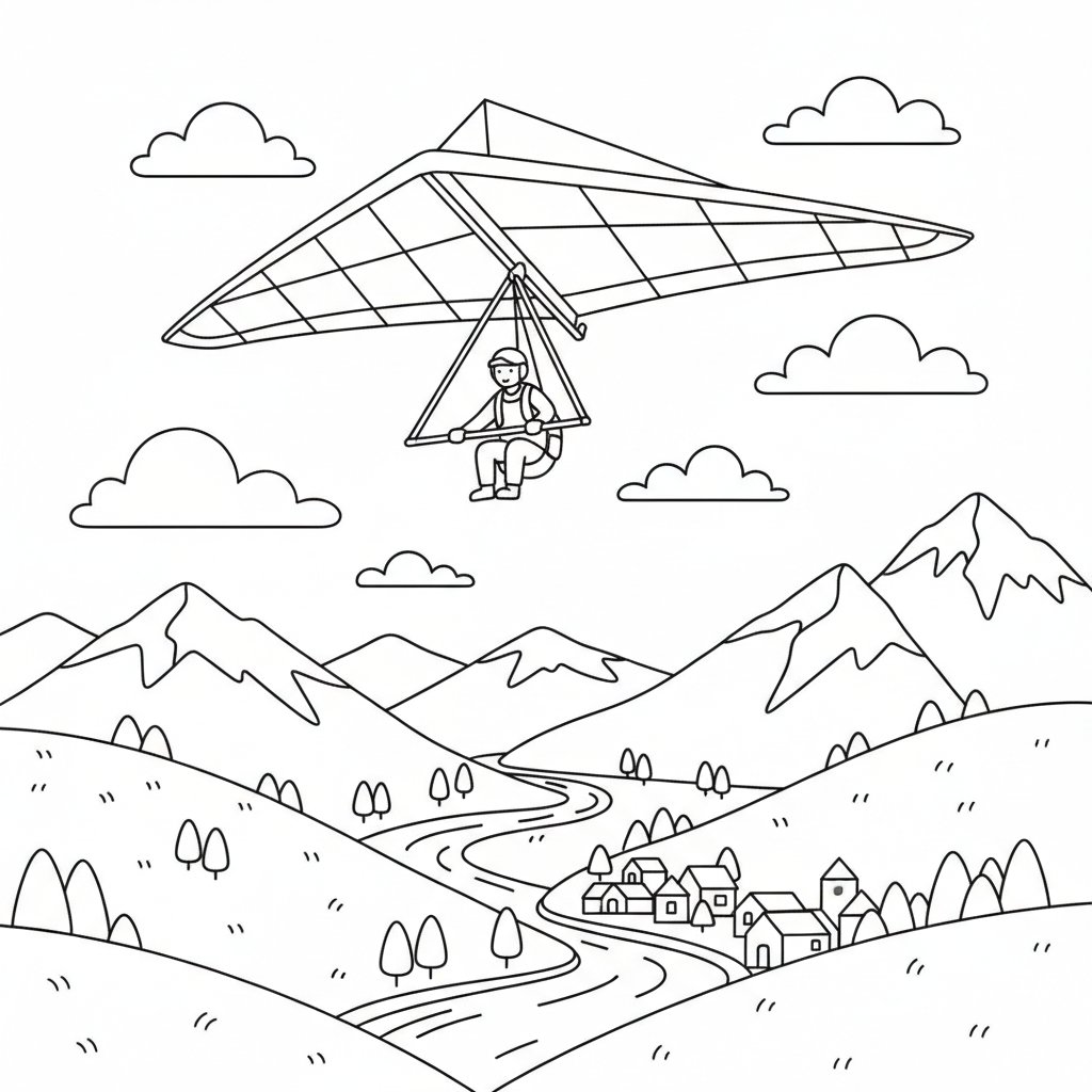 Página para Colorear de Ala Delta Majestuosa - Medio