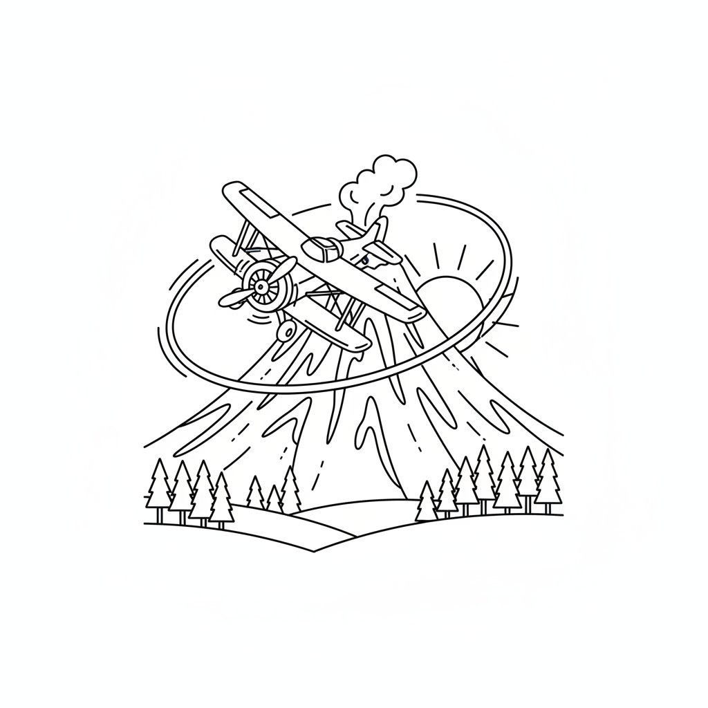 Página para Colorear de Avión Acrobático - Medio