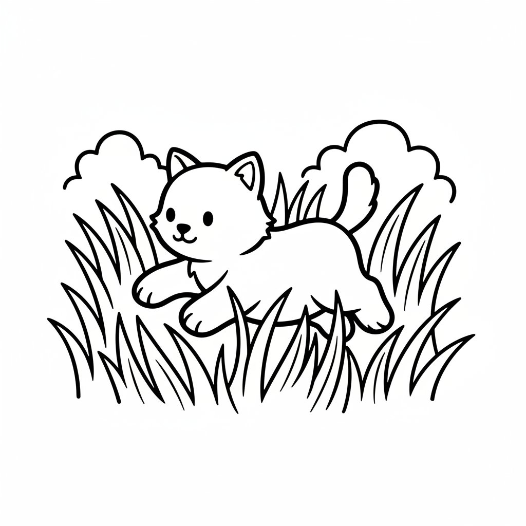 Página para Colorear Creativa de Gatito - Fácil