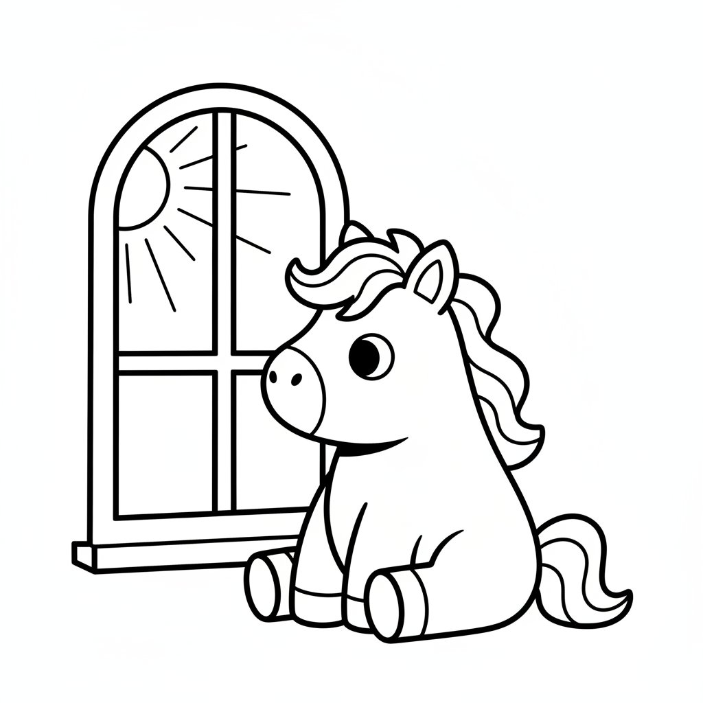 Página para Colorear de Lindo Pony - Fácil