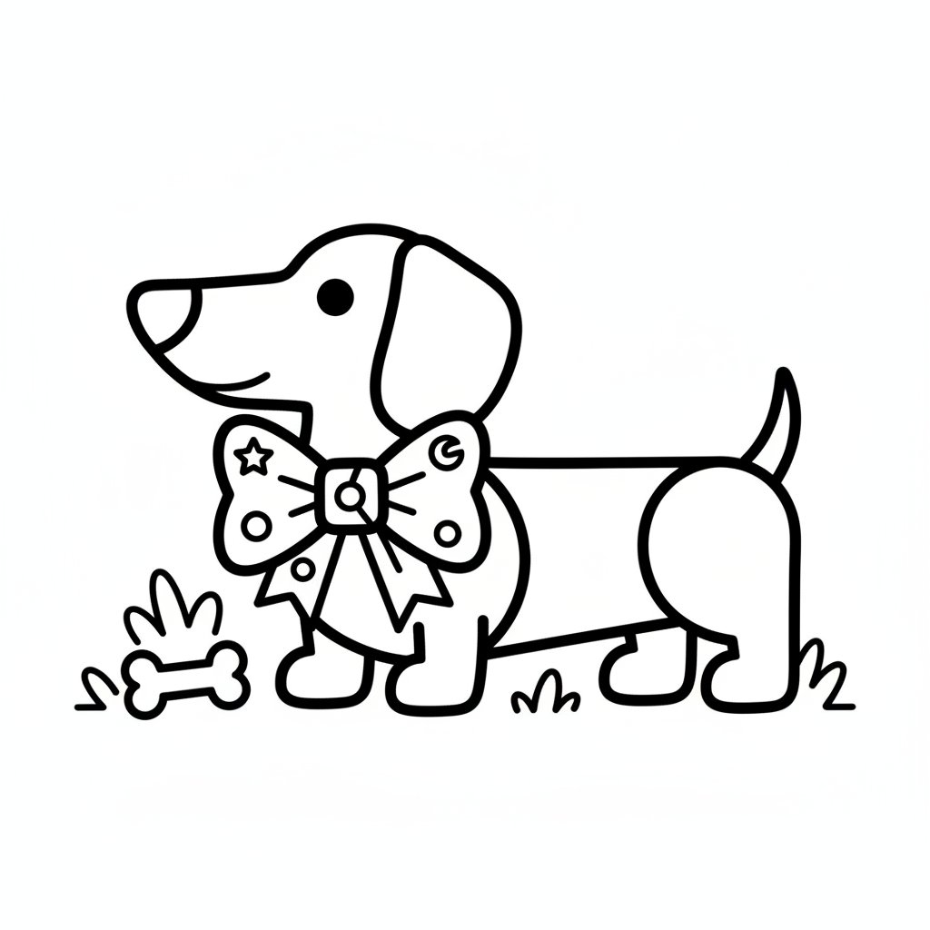 Página para Colorear de Perro Salchicha - Fácil