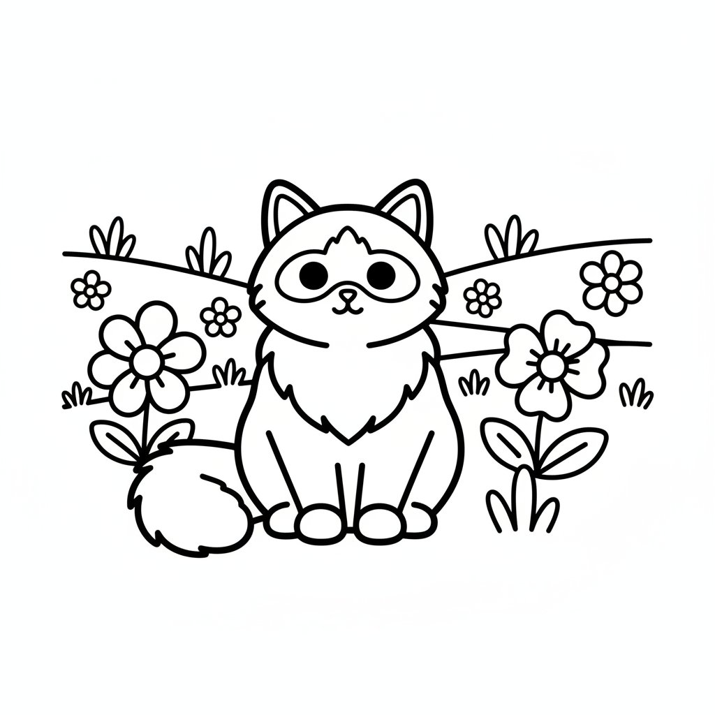 Página para Colorear de Gato Ragdoll - Fácil