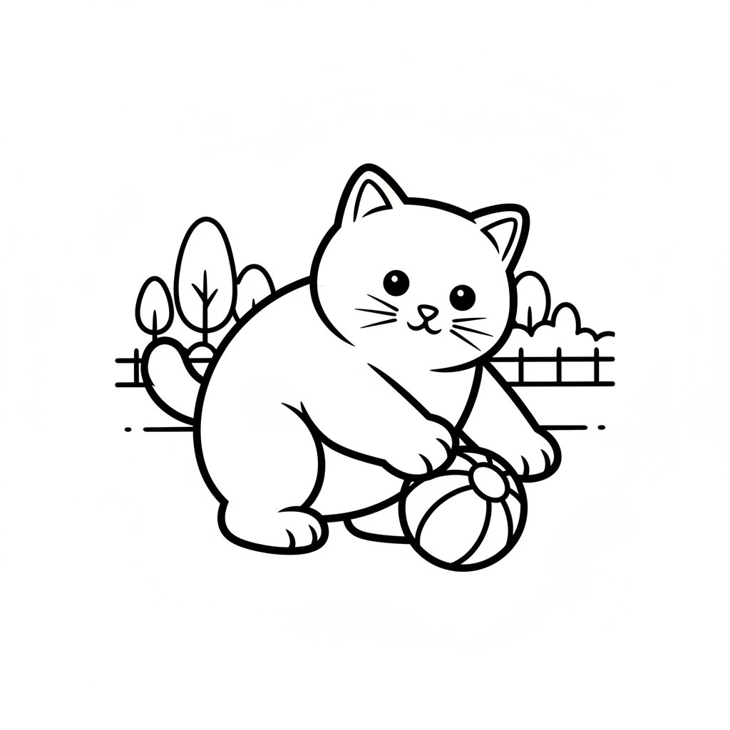 Página para Colorear de Gato British Shorthair Sereno - Fácil