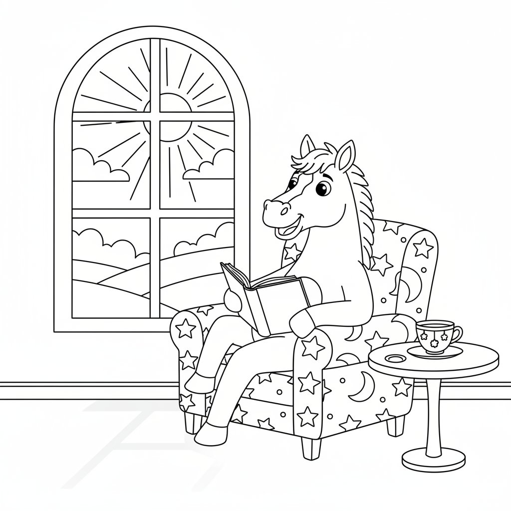 Página para Colorear Hermoso Caballo - Medio