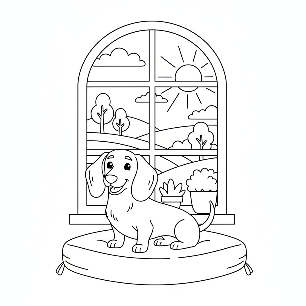 Página para Colorear de Perro Salchicha - Medio