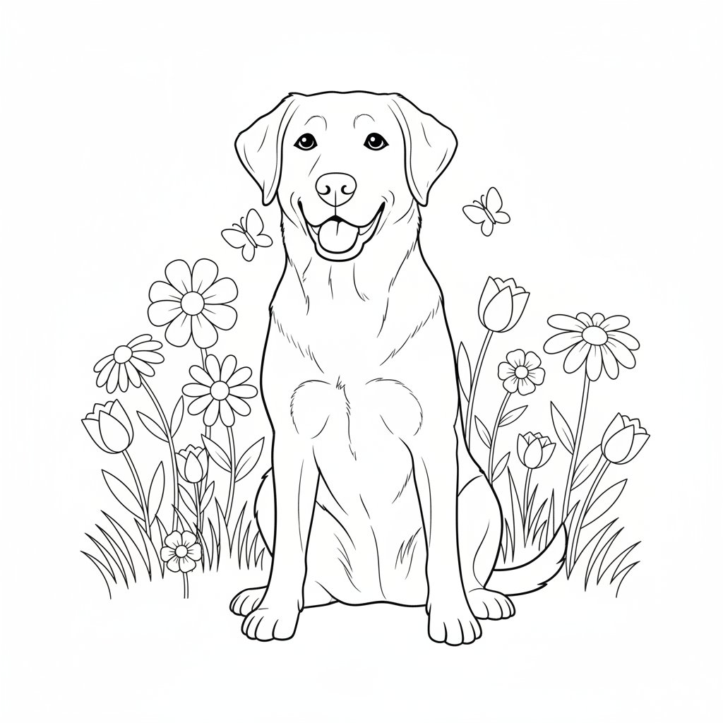 Página para Colorear de Labrador Retriever Soñador - Medio