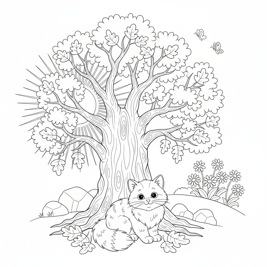 Página para Colorear de Gatito - Medio