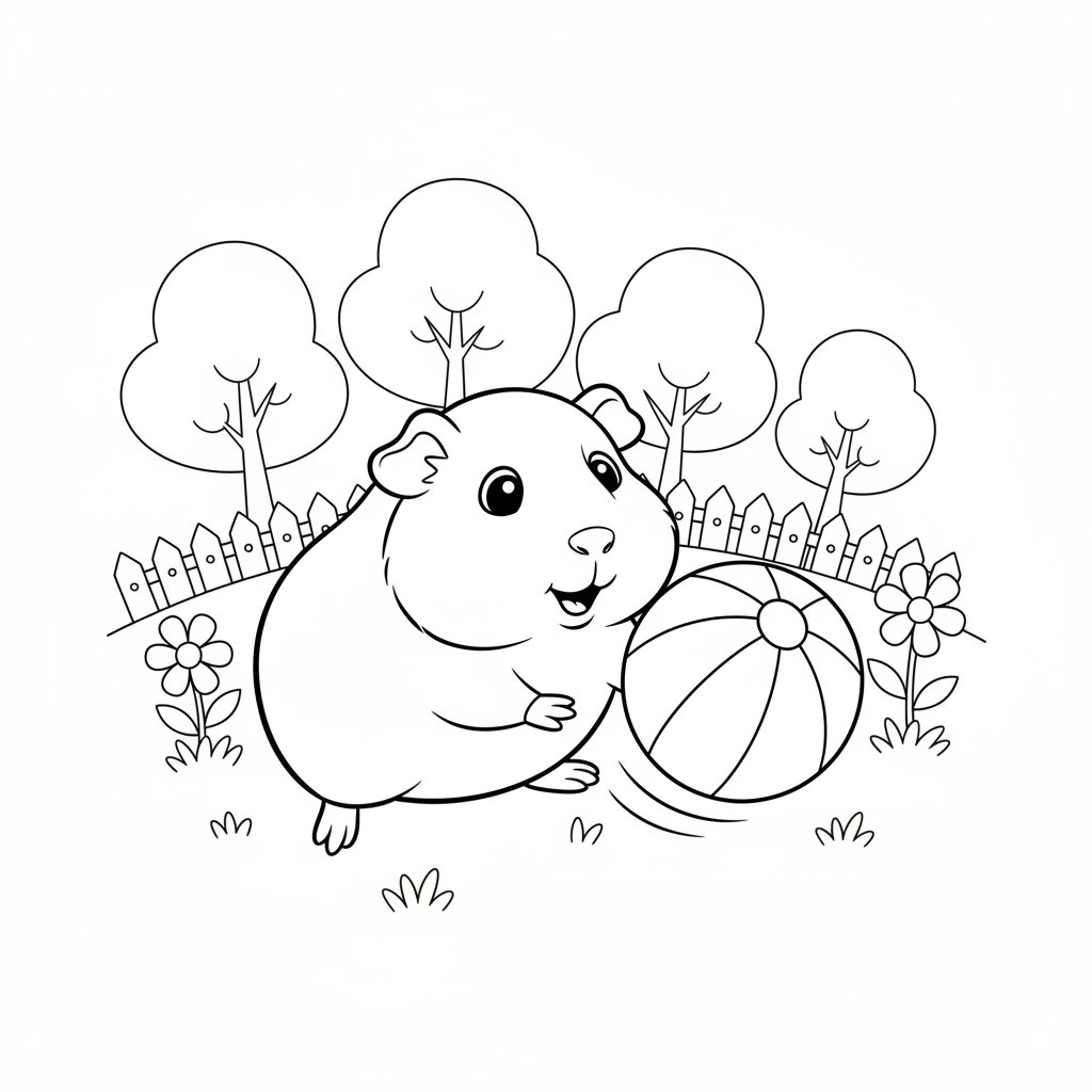 Página para Colorear de Cobaya Tranquila - Medio