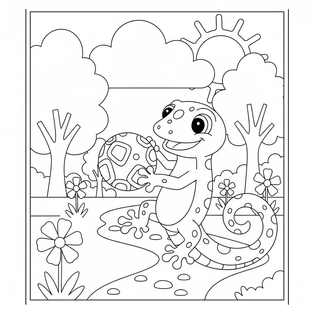 Dolce Geco Pagina da Colorare - Medio