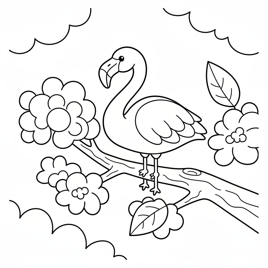 Página para Colorear de Flamenco Artístico - Fácil