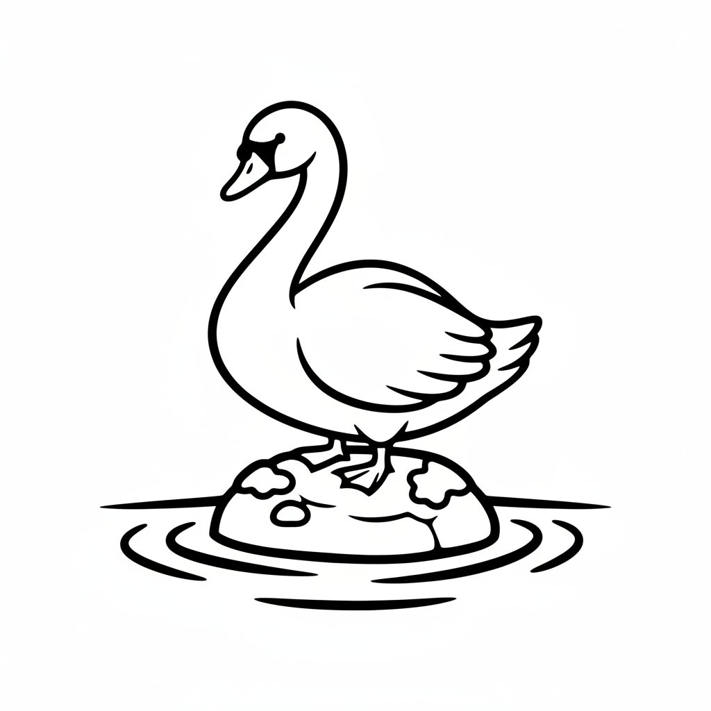 Página para Colorear Creativa de Cisne - Fácil