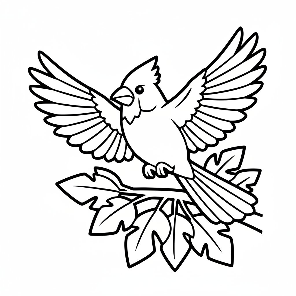 Página para Colorear del Cardenal Soñador - Fácil