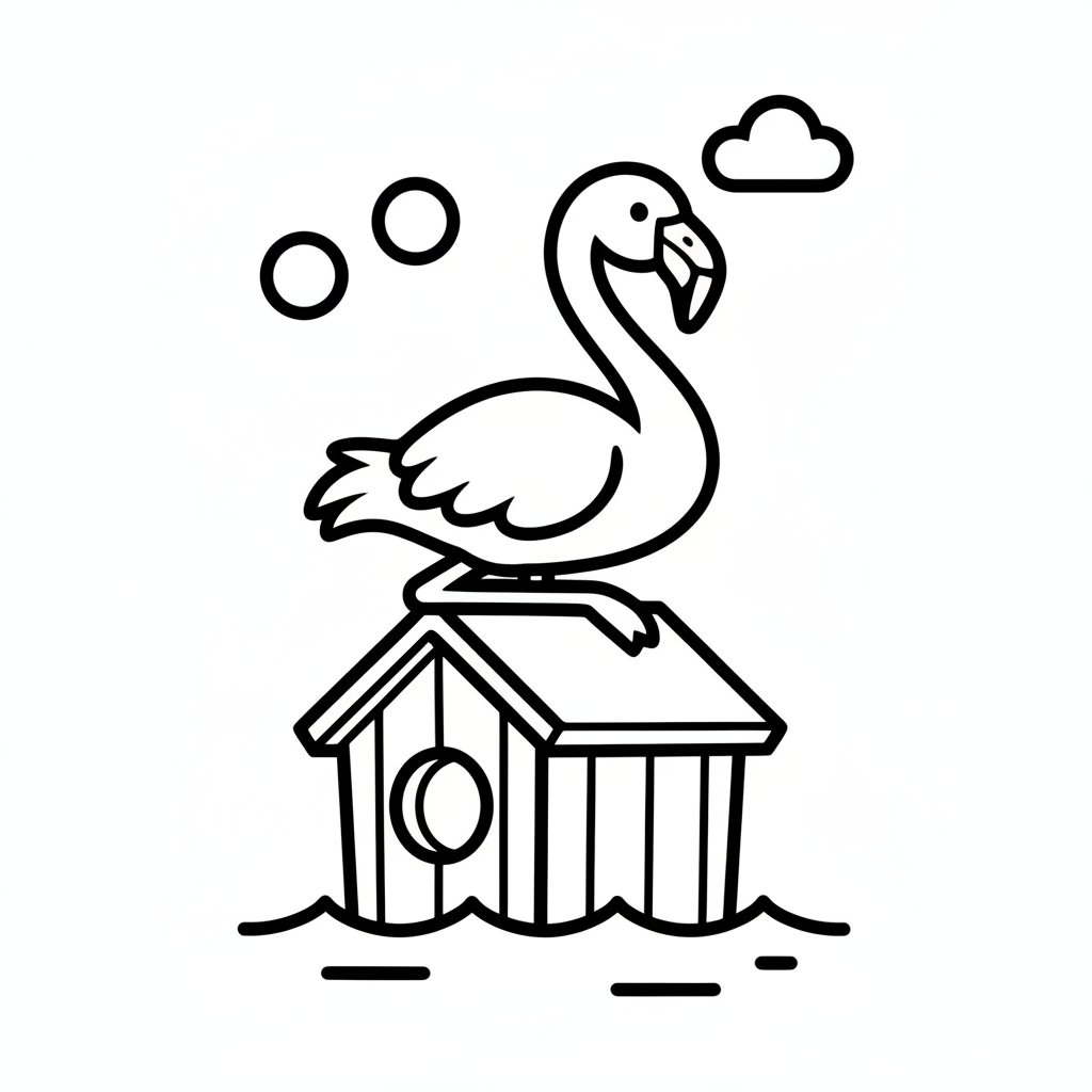 Flamenco Página para Colorear - Fácil