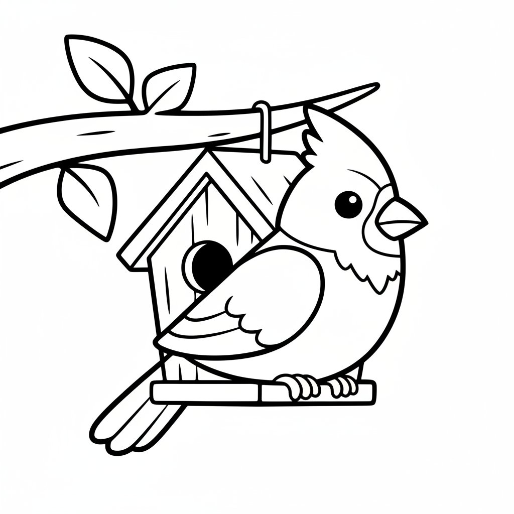 Página para Colorear de Cardenal Suave - Fácil