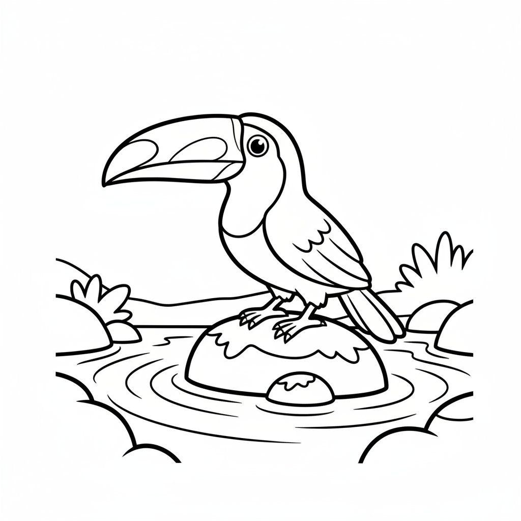 Página para Colorear de Tucán - Fácil