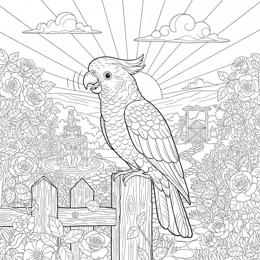 Página para Colorear de Cacatúa - Difícil