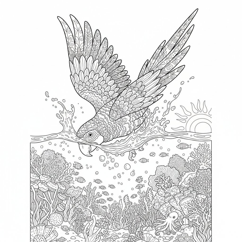 Página para Colorear de Loro - Difícil