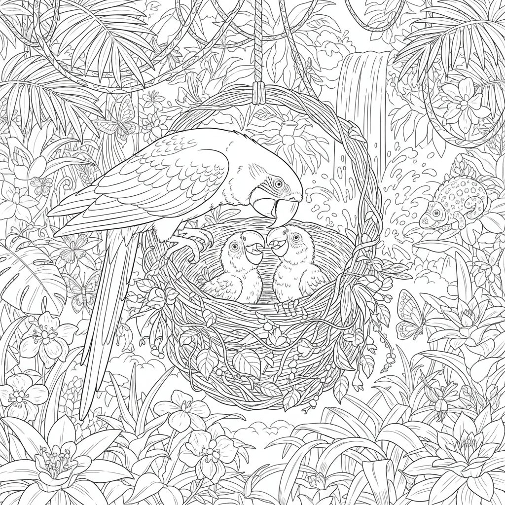 Dulce Guacamayo Página para Colorear - Difícil