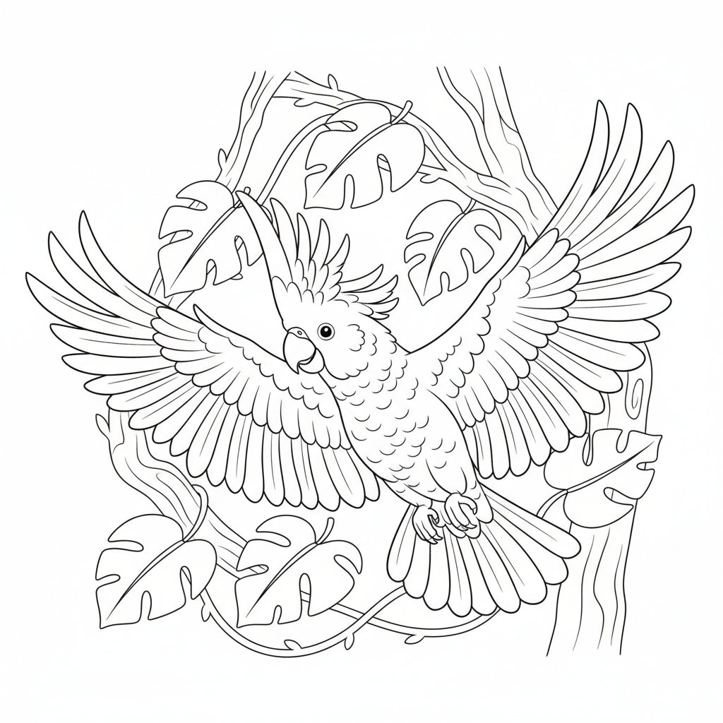 Página para Colorear de Cacatúa - Medio