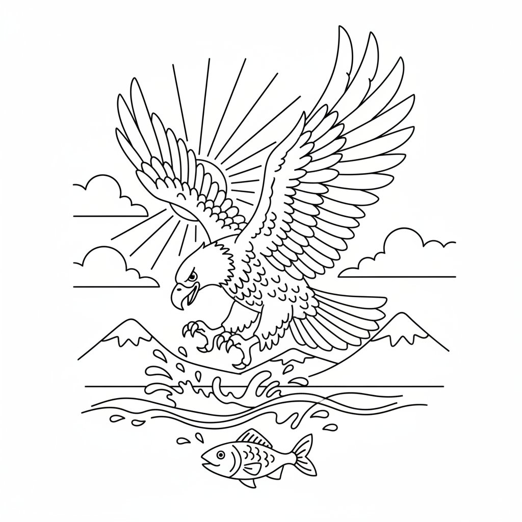 Página para Colorear de Águila Elegante - Medio