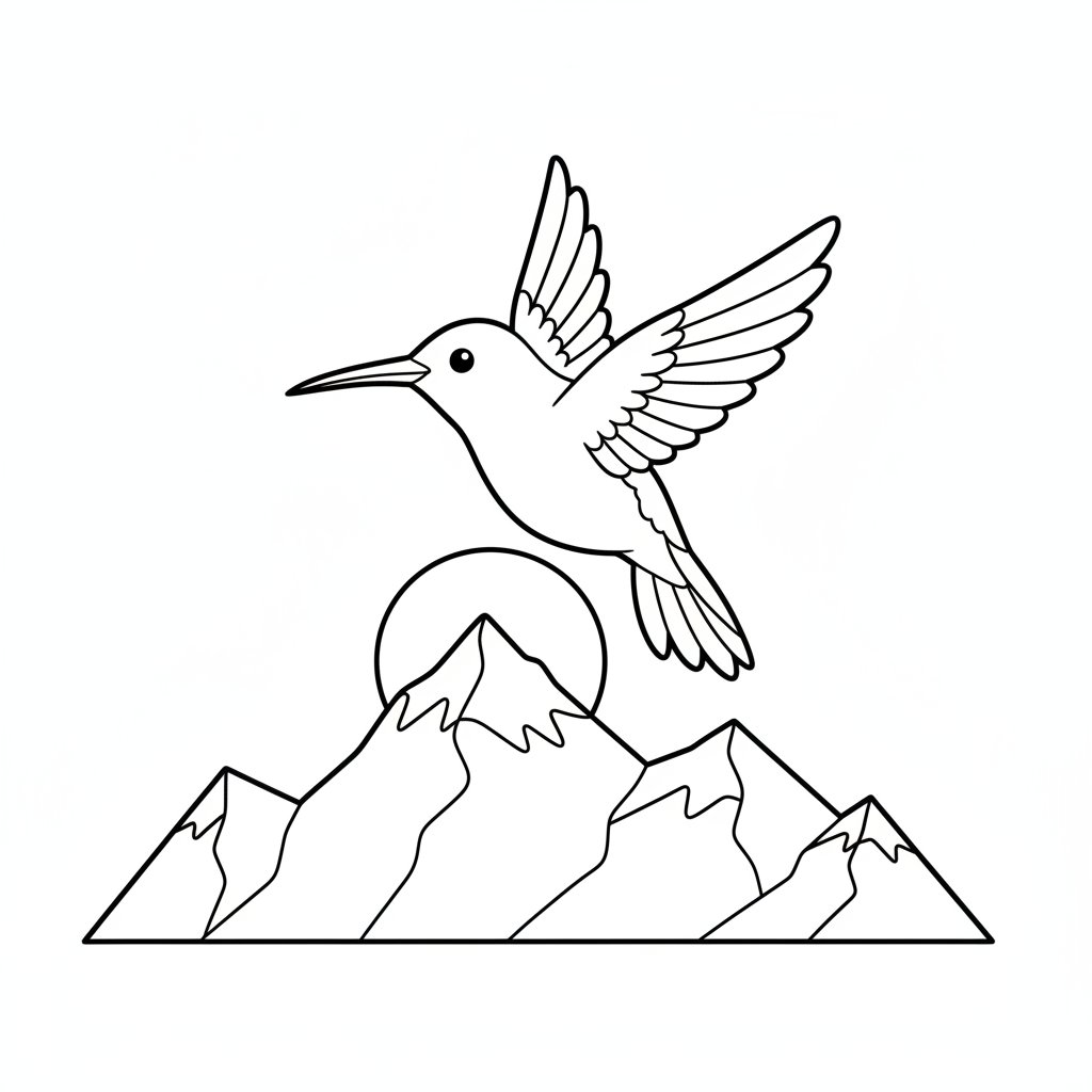 Página para Colorear de Colibrí - Medio