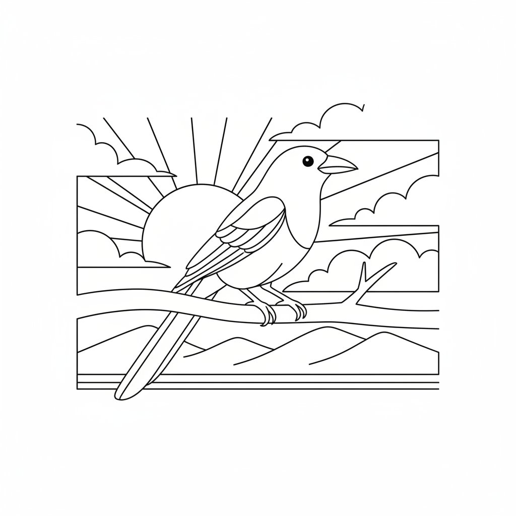 Página para Colorear de Urraca - Medio