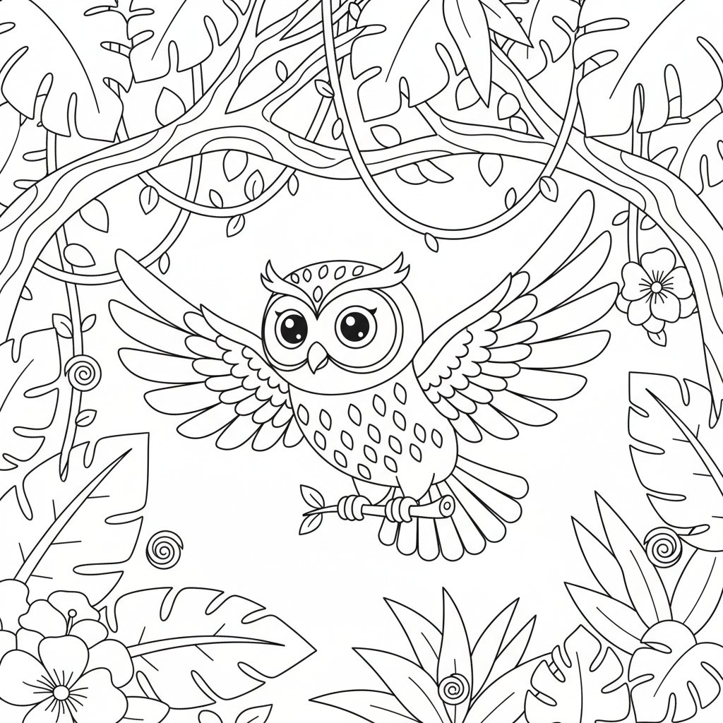 Página para Colorear de Búho - Medio