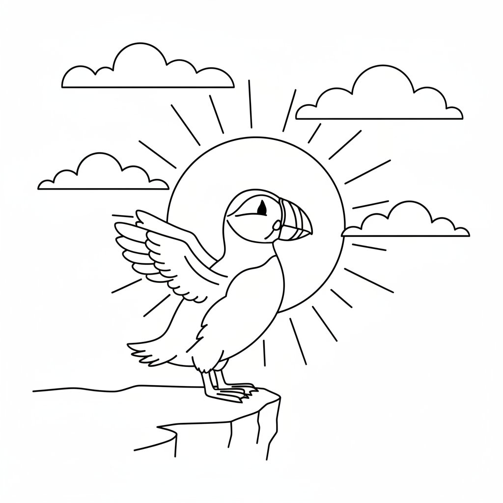 Página para Colorear de Frailecillo Impresionante - Medio