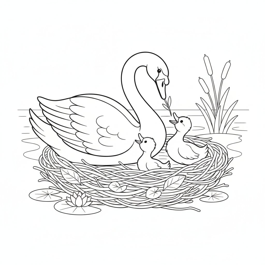 Dulce Cisne Página para Colorear - Medio