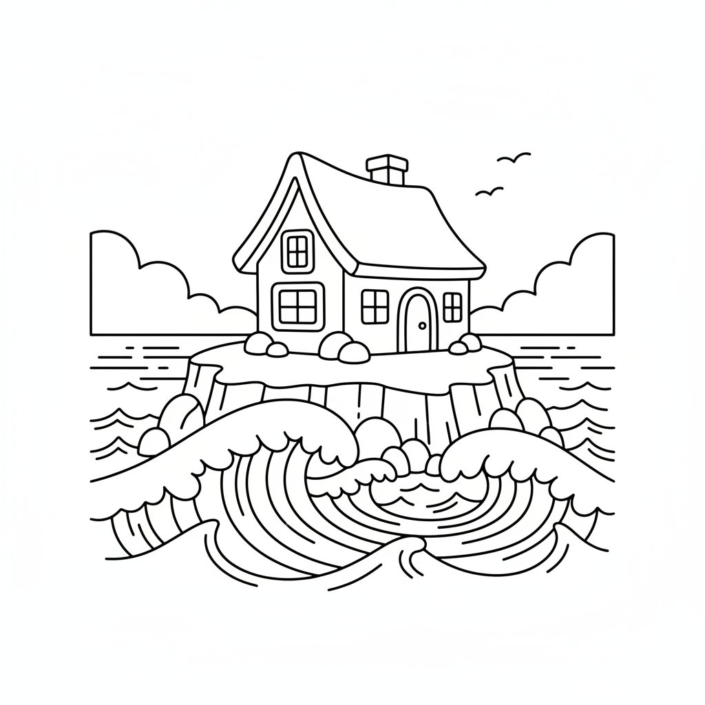 Página para Colorear de Linda Cabaña - Fácil