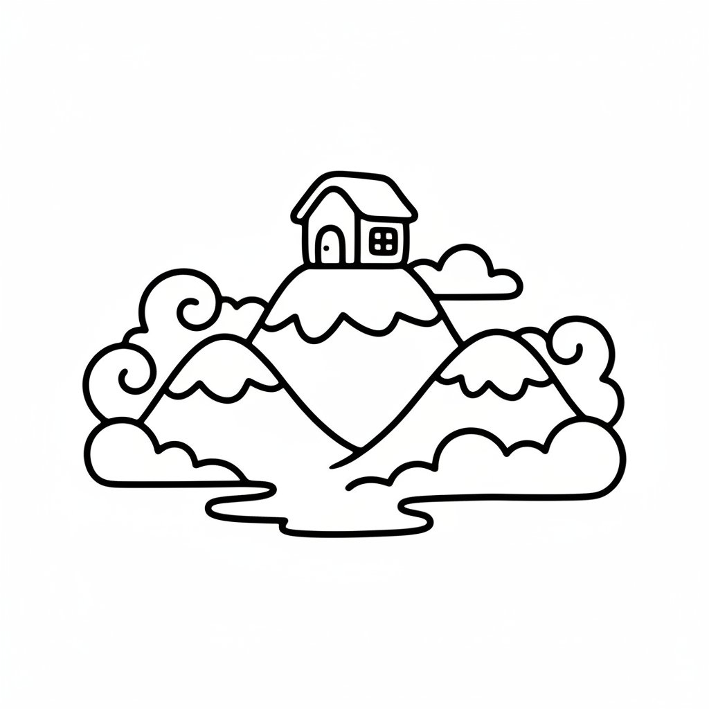 Encantadora Página para Colorear de Cabaña - Fácil