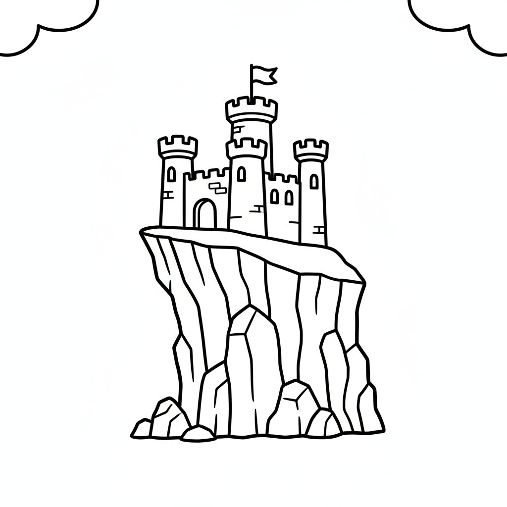 Página para Colorear de Castillo Elegante - Fácil