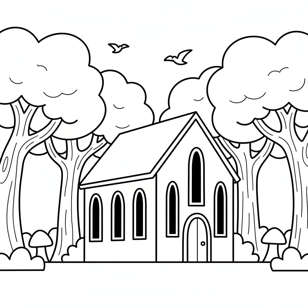 Página para Colorear de Iglesia Radiante - Fácil