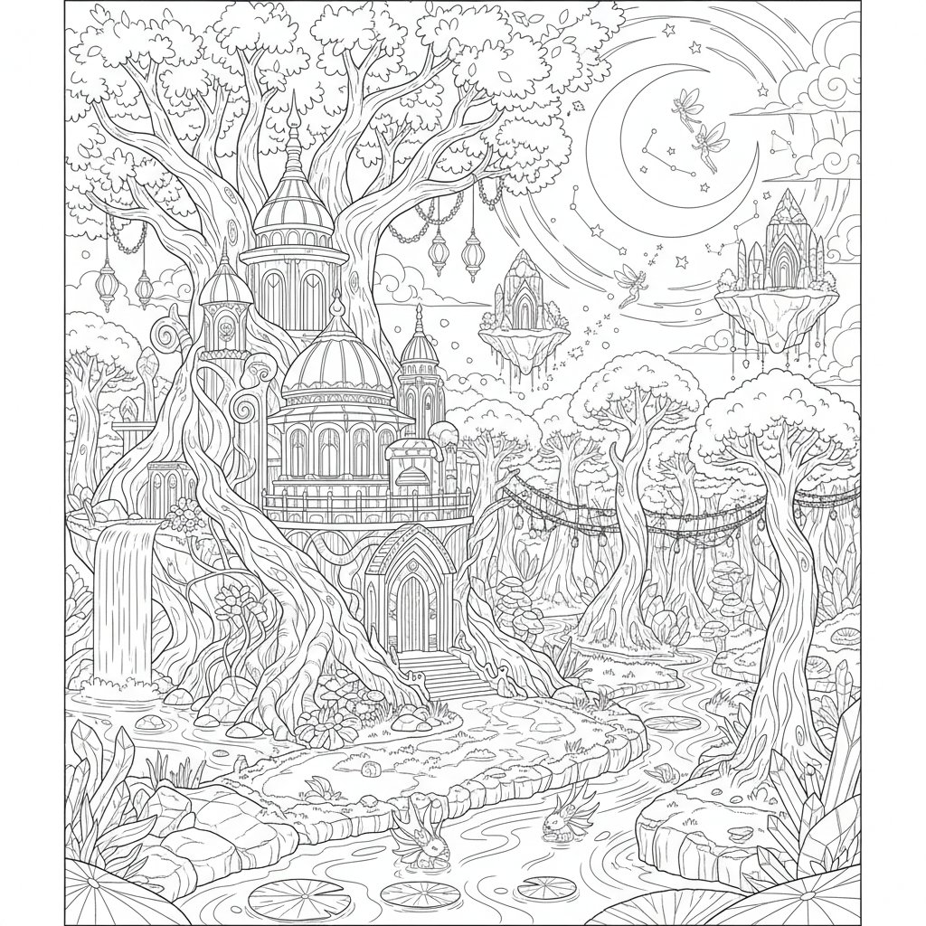 Página para Colorear de Templo - Difícil