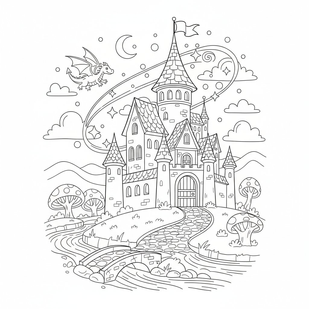 Página para Colorear de Castillo - Medio