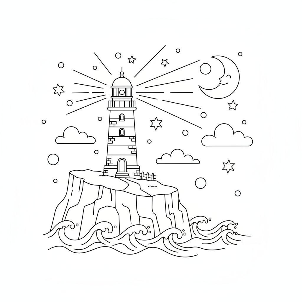 Página para Colorear de Faro Soñador - Medio