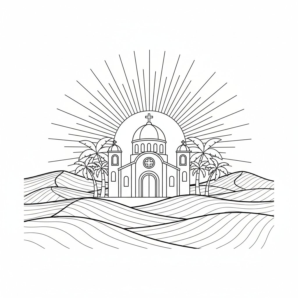 Página para Colorear de Iglesia Feliz - Medio