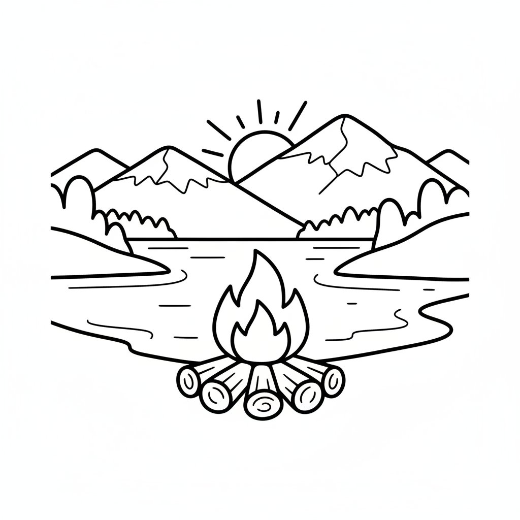 Página para Colorear de Fogata Elegante - Fácil