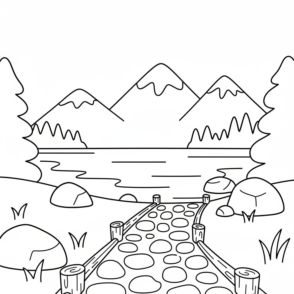 Fantástica Página para Colorear de Sendero Natural - Fácil