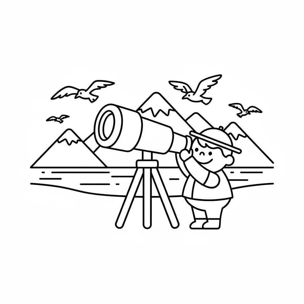 Página para Colorear de Observación de Aves Suave - Fácil